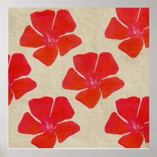 Póster Estampado de flores rojo