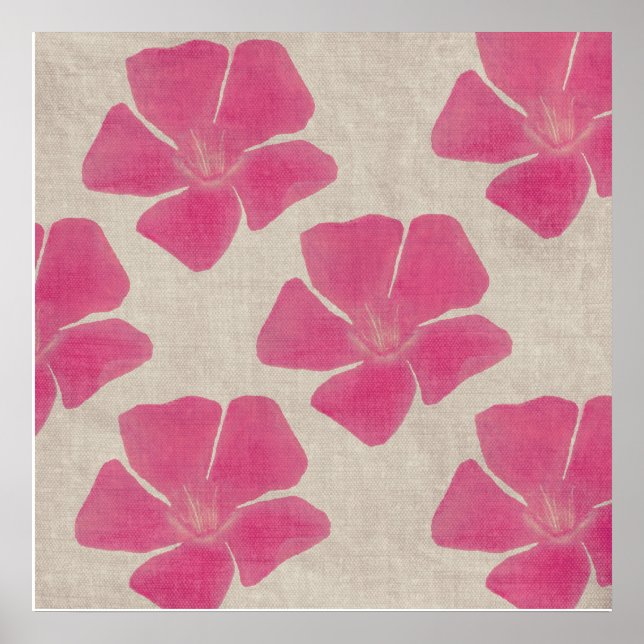 Póster Estampado de flores rosado (Frente)