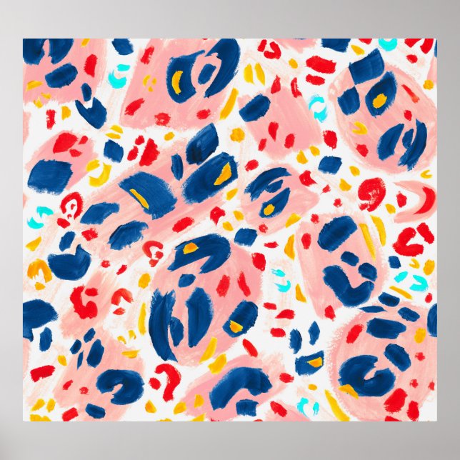 Póster Estampado de leopardo: acuarela pintada a mano. (Frente)