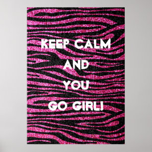 Póster Estampado de zebra rosado y negro bling (falso