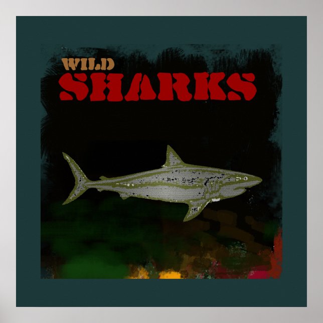 Póster estampado decorativo de tiburón (Frente)