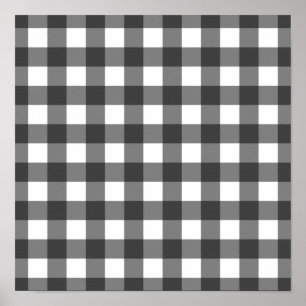 Póster Estampado Vichy negro y blanco a cuadros