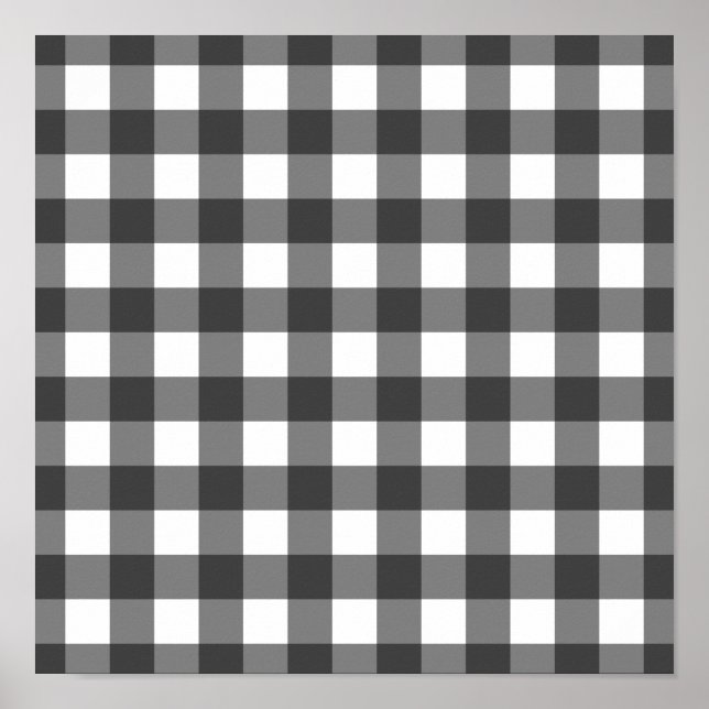 Póster Estampado Vichy negro y blanco a cuadros (Frente)