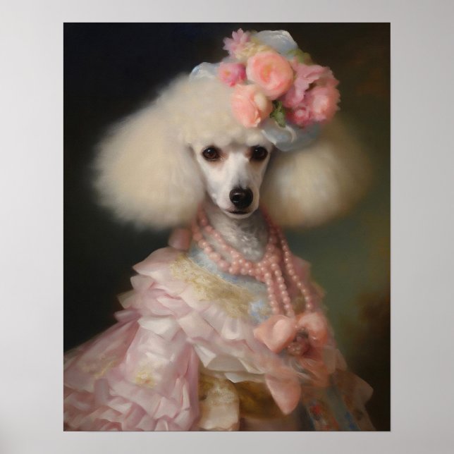 Póster Estampados de animales vestidos, perra real (Frente)