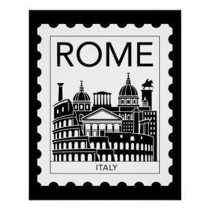 Póster Estampilla de rehenes de Italia de recuerdo de Rom