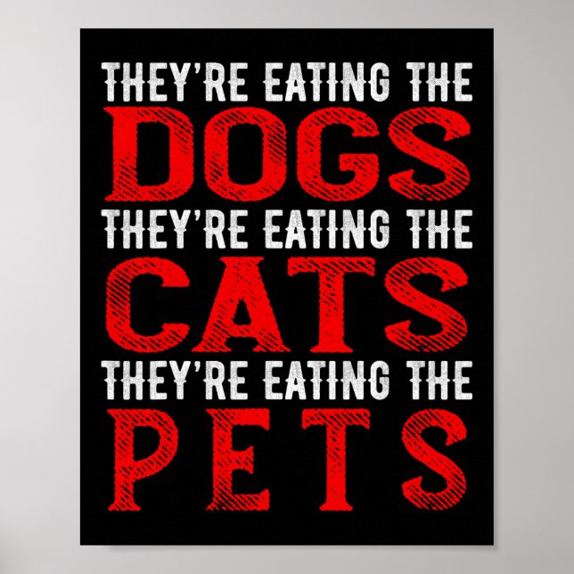Póster Están comiendo los perros los gatos los Mascotas (Frente)