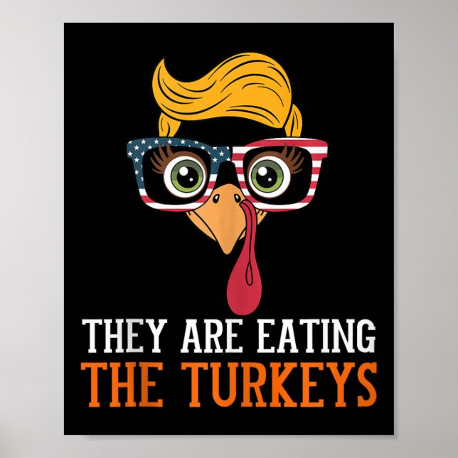 Póster Están Comiendo Turkeys Divertido Acción de Gracias (Frente)