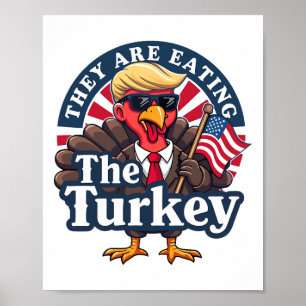 Póster Están Comiendo Turkeys Divertido Que El Día De Acc