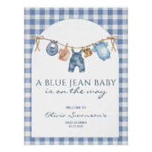 Estandarte de Baby Shower de Vaquero en Mezclilla