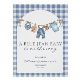 Póster Estandarte de Baby Shower de Vaquero en Mezclilla