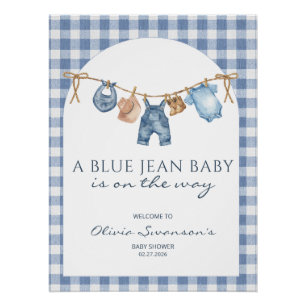 Póster Estandarte de Baby Shower de Vaquero en Mezclilla