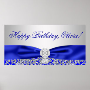 Póster Estandarte de Cumpleaños Azul Real