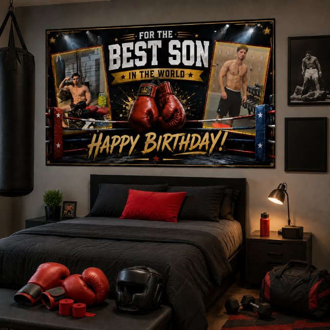 Póster Estandarte de cumpleaños de boxeo para collage de  (Subido por el creador)
