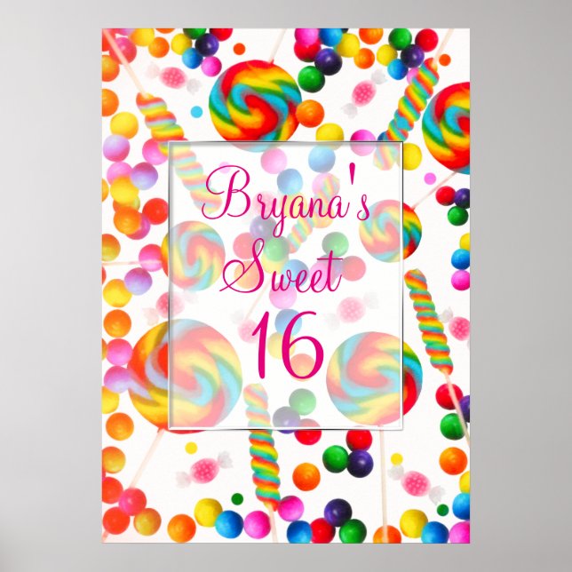Póster Estandarte de Cumpleaños de Candyland de Caramelo  (Frente)