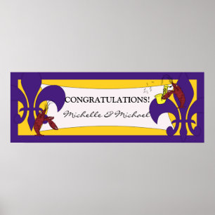 Póster Estandarte de fiesta de langostinos Fleur de Lis a