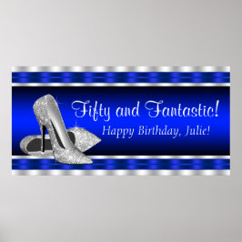 Póster Estandarte de tacones altos de plata azul real par