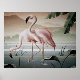 Póster Estango rosado de montaña Flamingo
