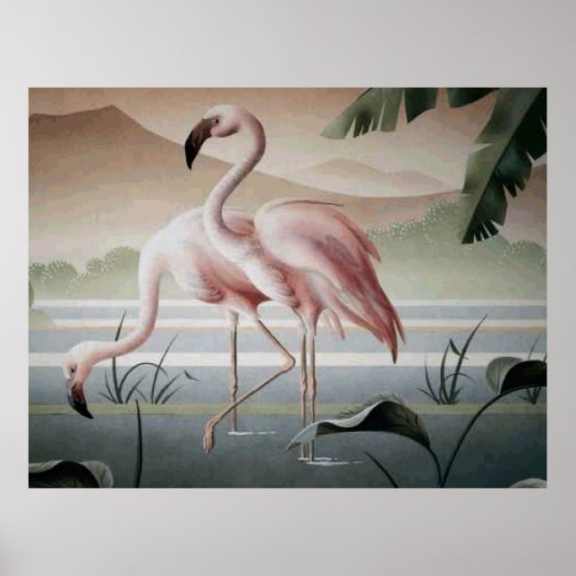 Póster Estango rosado de montaña Flamingo (Frente)