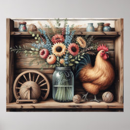 Póster Estanque de campo de madera primitiva 4