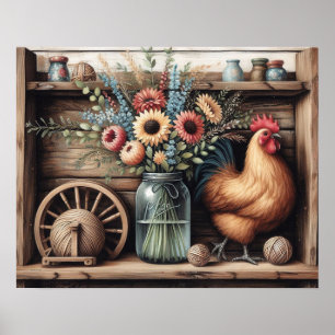 Póster Estanque de campo de madera primitiva 4