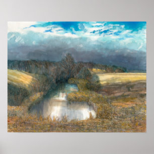 Póster estanque de otoño