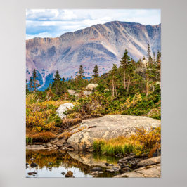 Póster Estanque en la montaña // Rocas y árboles