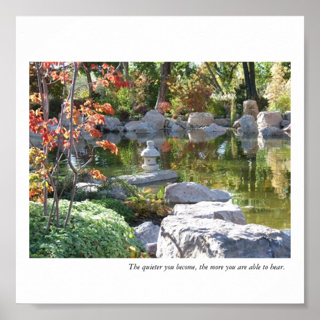 Póster Estanque Jardín Japonés - Cuanto Más Tranquilo Te  (Frente)