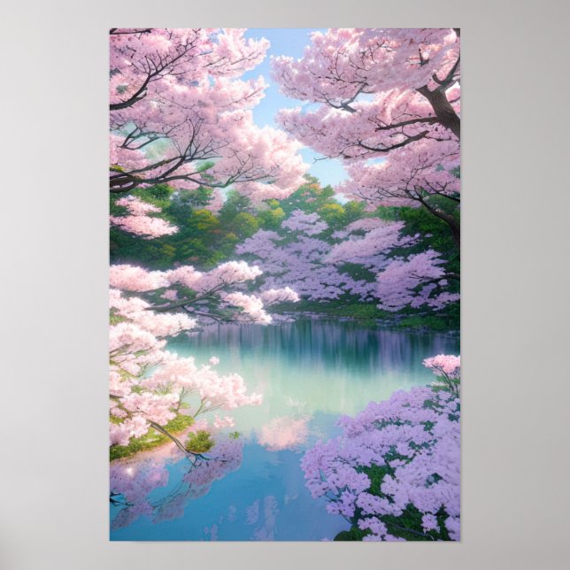 Póster Estanque Sakura oculto (Frente)