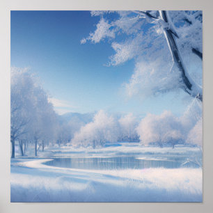 Póster Estanque Serene De Invierno, Calmador Paisaje De I