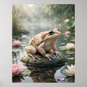 Póster Estanque Zen Rana Loto