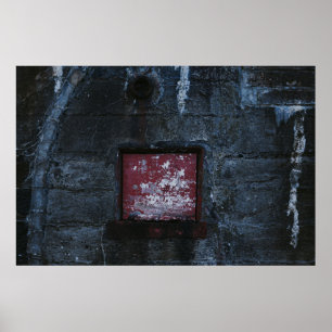 Póster Estante de montaje en pared gris y rojo