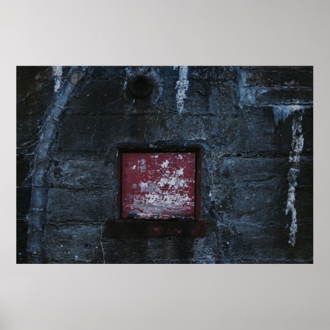 Póster Estante de montaje en pared gris y rojo (Frente)