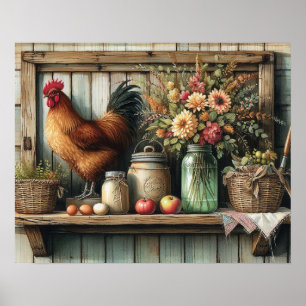 Póster Estante primitivo para el campo de la madera 1