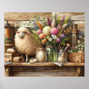 Póster Estante primitivo para el campo de la madera 3