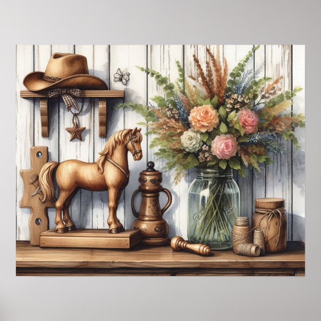 Póster Estante primitivo para el campo de la madera 8 (Frente)
