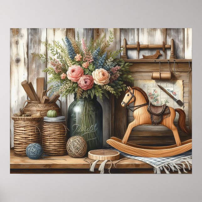 Póster Estante primitivo para el campo maderero 2 (Frente)