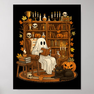 Póster Estante retro Halloween Marcador Fantasma Lector d