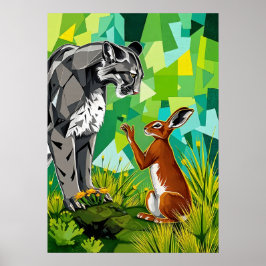 Póster Estantería de la jungla - Cougar geométrico y cone