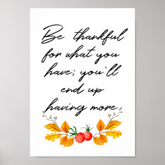 Póster Estar agradecidos por lo que tienes