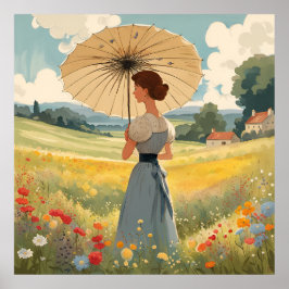 Póster Estar en un campo de flores silvestres de verano I