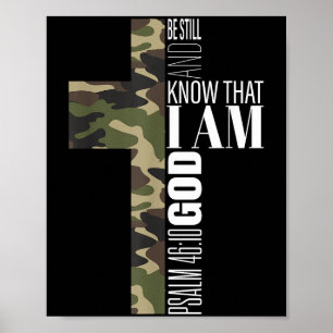 Póster Estar quietos y conocer a Dios la Biblia Cristiana