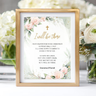 Póster Estaré Allí La Comunión De Flores Rosa