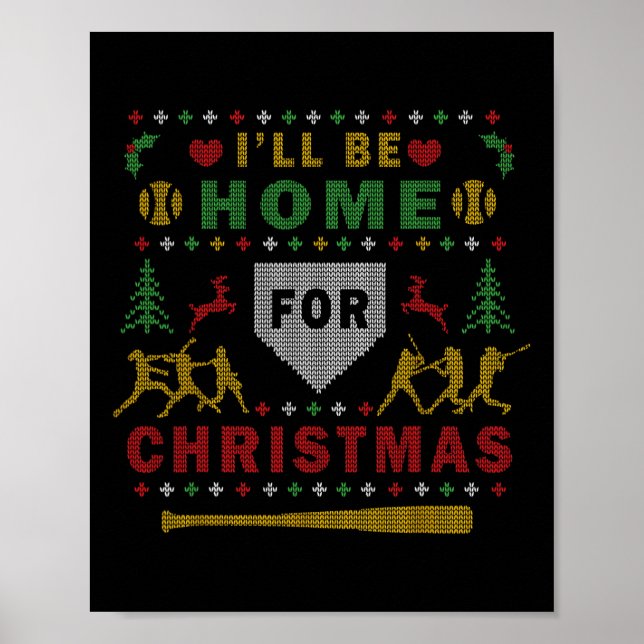 Póster Estaré en casa con suéter feo de Navidad Softll Pa (Frente)