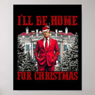 Póster Estaré en casa para los Navidades de Santa Navidad