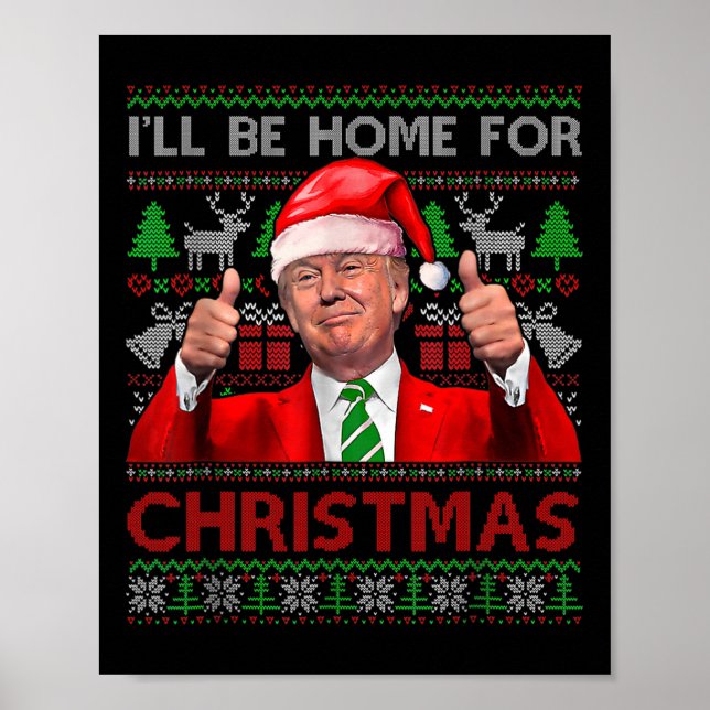 Póster Estaré en casa para los Navidades de Santa Trump N (Frente)