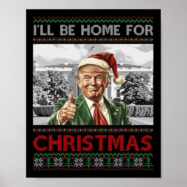 Póster Estaré en casa para los Navidades Santa Funny Trum (Frente)