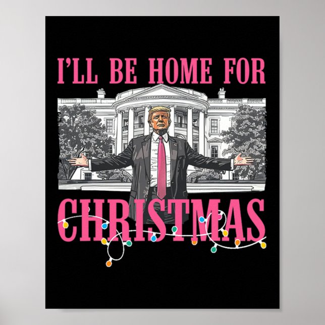 Póster Estaré en casa para los Navidades Santa Funny Trum (Frente)