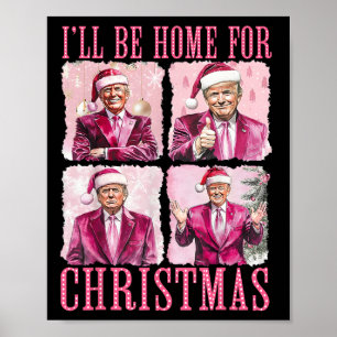 Póster Estaré en casa para los Navidades Santa Funny Xmas