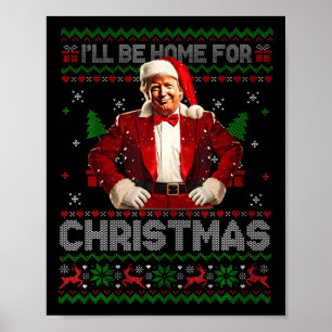 Póster Estaré en casa para Navidades Navidad Trump Pajama