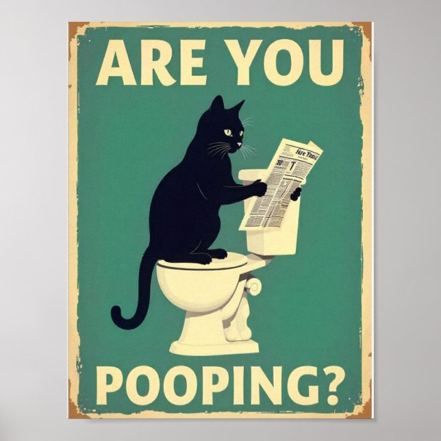 Póster "¿Estás Defecando?" Gatos Negros Divertidos (Frente)